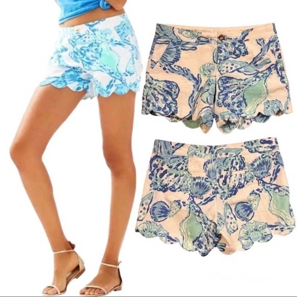 LILLY PULITZER THE BUTTERCUP Scalloped Sea Shells Shorts 2